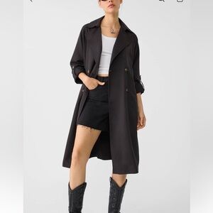 Stradivarius Zara Women's Flowing Black Trench Coat Sz M NWOT